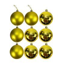 Kit 9 Bolas de Natal Douradas Lisa Mista 6 cm Enfeite Árvore Natalina