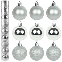 Kit 9 Bolas de Natal Prata 6cm Fosca, Lisa e Glitter