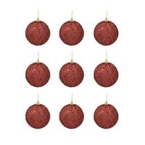 Kit 9 Bolas de Natal Vermelho Luxo 10cm Tok da Casa