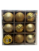 Kit 9 bolas decorativa de natal lindas mista 8cm glitter ondulada e decorada enfeite Arvore