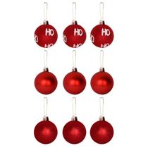 Kit 9 Bolas Natalina 5 Cm HOHOHO Vermelha Dourada Prata Decoração Luxo Lançamento