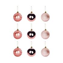 Kit 9 Bolinhas para Árvore de Natal 5cm Enfeite Rose
