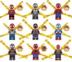 Kit 9 Bonecos Blocos De Montar Coleção Homem Aranha Teia