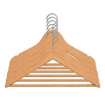 Kit 9 Cabide de Madeira para Roupas Calça Adulto com Barra Antideslizante