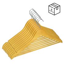 Kit 9 Cabides Madeira Adulto Gancho Metal Alta Qualidade Organização