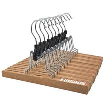 Kit 9 Cabides Madeira Clip Feltro 25cm Saias Anti Amassados