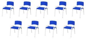 Kit 9 Cadeira Iso Infantil Creche, Escola Base Branco Azul
