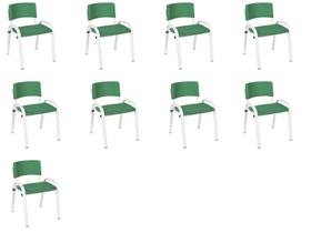 Kit 9 Cadeira Iso Infantil Creche, Escola Base Branco Verde Escuro