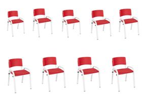 Kit 9 Cadeira Iso Infantil Creche, Escola Base Branco Vermelho