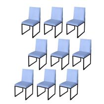 Kit 9 Cadeira Para Sala de Jantar Trendy Base Metálica Preto material sintético Azul Bebê - Móveis Mafer