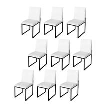 Kit 9 Cadeira Para Sala de Jantar Trendy Base Metálica Preto material sintético Branco - Móveis Mafer
