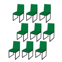 Kit 9 Cadeira Para Sala de Jantar Trendy Base Metálica Preto Suede Verde - Móveis Mafer
