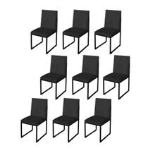Kit 9 Cadeira Para Sala de Jantar Trendy Base Metálica Preto Tecido Sintético Preto - Móveis Mafer