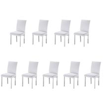 Kit 9 Cadeira Vitória para Sala de Jantar-Assento Sintético Branco