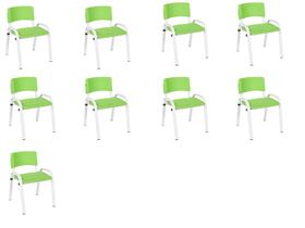 Kit 9 Cadeiras Infantil Iso, Escola, Base Branco- Verde Claro