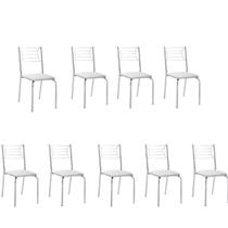 Kit 9 Cadeiras Nanda cromada para cozinha ou espaço gourmet-Assento branco