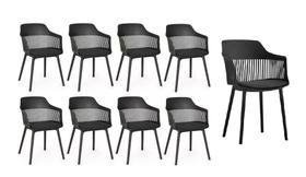 Kit 9 Cadeiras Polipropileno Marcela Montreal Preta para Sala de Jantar ou Escritório