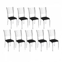 Kit 9 Cadeiras Vanessa Cromada para Cozinha material sintético Preto Kit 9 Cadeiras Vanessa Cromada para Cozinha material sintético Preto