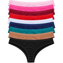Kit 9 Calcinha Fio Dental Canelada Moda Feminina Forro Algodão Lingerie Confortável