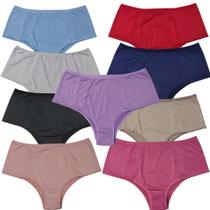 Kit 9 Calcinhas Sortidas Cós Alto Pala Dupla Plus Size Forro Algodão Feminina Confortável Adulto
