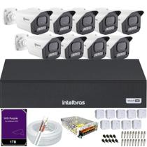 Kit 9 Câmeras Full Color C/Áudio Dvr Intelbras 16ch 1TB Purple