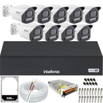 Kit 9 Câmeras Full Color C/Áudio Dvr Intelbras 16ch 500GB