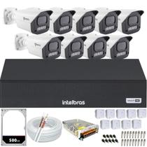 Kit 9 Câmeras Full Color C/Áudio Dvr Intelbras 16ch 500GB