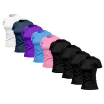 Kit 9 Camisas Feminina Manga Curta Dry Fit Proteção Uv