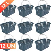 Kit 9 Cesta Cestinha Plástica Supermercado Compras 3L c/ Alça Resistente Leve Mulituso Portátil Kit 9 Cesta Cestinha Plástica Supermercado Compras 3L c/ Alça Resistente Leve Mulituso Portátil