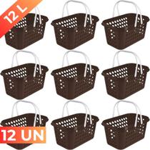 Kit 9 Cesta Cestinha Plástica Supermercado Compras 3L c/ Alça Resistente Leve Mulituso Portátil Kit 9 Cesta Cestinha Plástica Supermercado Compras 3L c/ Alça Resistente Leve Mulituso Portátil