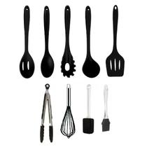 Kit 9 Colheres De Silicone Cabo Inox Utensílios +