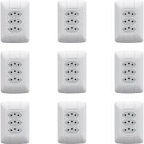 Kit 9 Conjunto 3 Tomadas 2P+T 4x2 10A 250 V Aria Branco