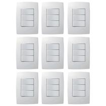 Kit 9 Conjunto Interruptor 3 Teclas Simples Pial Plus