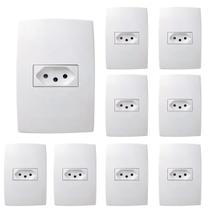 Kit 9 Conjunto Tomada 20a 2p+t 4x2 Branca 615081bc Pial Plus+ Kit 9 Conjunto Tomada 20a 2p+t 4x2 Branca 615081bc Pial Plus+