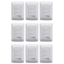 Kit 9 conjuntor interruptor paralelo 3 teclas 6a 250v tramontina aria branco com placa