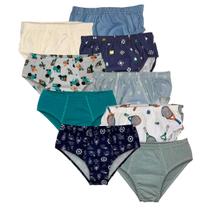 Kit 9 Cueca Infantil Menino Slip Sortidas Estampada e Lisa em Algodão Confortável Tampinha