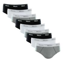 Kit 9 Cuecas Slip Em Algodão Mash Masculino Liso Básica