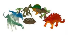 Kit 9 Dinossauro Animais Selvagens Borracha Brinquedo Infantil