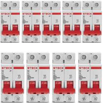 Kit 9 Disjuntor Steck 50A Curva C SDD62C50 2 polos 3ka