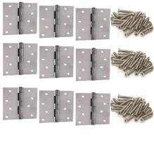 Kit 9 Dobradiças Inox Escovado 4 Polegadas E 72 Parafusos Porta Madeira Reforçado Kit 9 Dobradiças Inox Escovado 4 Polegadas E 72 Parafusos Porta Madeira Reforçado