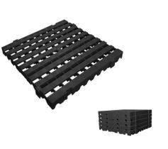 Kit 9 Estrado Piso Plastico Encaixe Preto Pesado 50x50x4,5cm