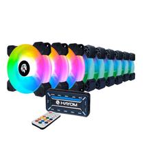 Kit 9 Fans Hayom Led RGB 120mm C/ Controladora - FC1306