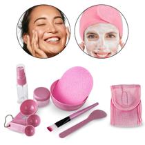 Kit 9 Itens Skin Care Esponja Pincel Faixa Cabelo Atoalhada SPA Estetica Esteticista Beleza Cuidados com a Pele Rosto Limpeza de Pele Kit 9 Itens Skin Care Esponja Pincel Faixa Cabelo Atoalhada SPA Estetica Esteticista Beleza Cuidados com a Pele Rosto Limpeza de Pele