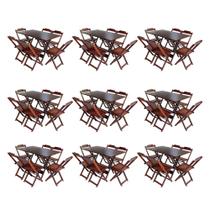 Kit 9 Jogos de Mesa Dobravel com 6 Cadeiras de Madeira 120x70 para Restaurante e Bar - Imbuia Kit 9 Jogos de Mesa Dobravel com 6 Cadeiras de Madeira 120x70 para Restaurante e Bar - Imbuia