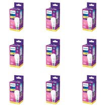 Kit 9 Lâmpada Led Bulbo 11w = 75w 1018lm Bivolt Philips 3000k amarela Cor Da Luz Branco-quente