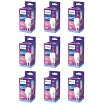 Kit 9 Lâmpada Led Bulbo 13w = 90w 1311lm Bivolt Philips 6500k branca Cor Da Luz Branco-frio