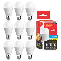 Kit 9 Lâmpadas Led Branco Frio 6,5w 565 Lumens Bulbo Para Iluminação Funcional Confortável Aos Olhos
