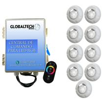 Kit 9 Led Piscina Rgb 9W + Central + Controle Touch Luxpool