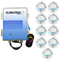Kit 9 Led Piscina RGB Colorido COB Sodramar + Central Touch Kit 9 Led Piscina RGB Colorido COB Sodramar + Central Touch