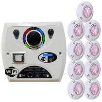 Kit 9 LED Piscina RGB Colorido SMD 9W + Central Wifi Sodramar.